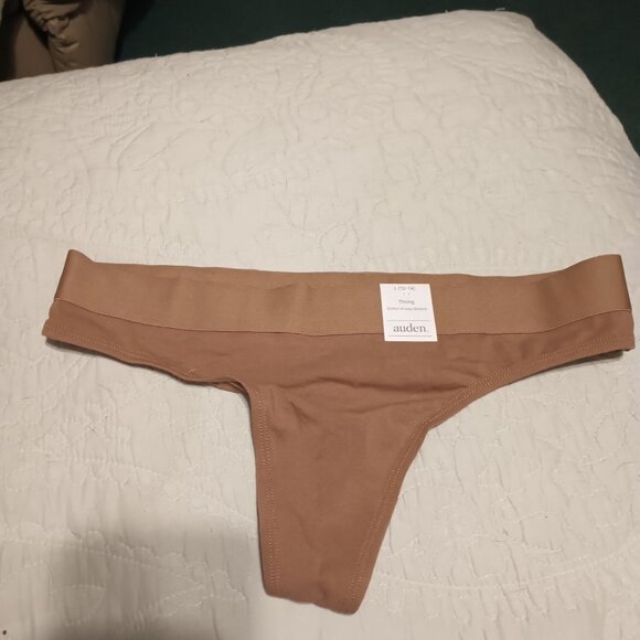 NEW Women's Cotton Stretch Thong with Elastic Waist - Auden™ Brown Large - Picture 4 of 6